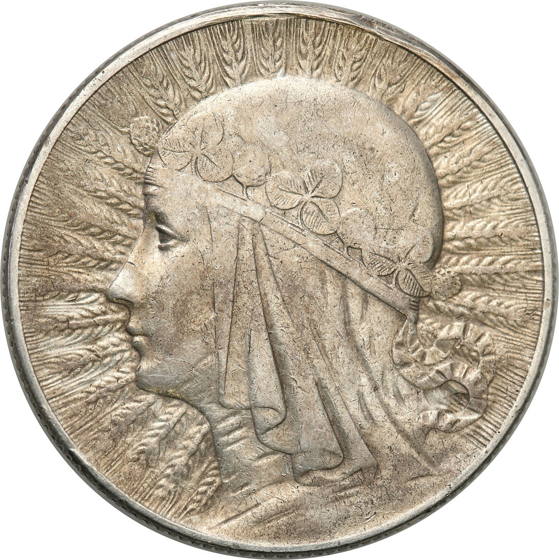 II RP. 5 złotych 1932 głowa kobiety, ZE ZNAKIEM MENNICY – RZADKIE